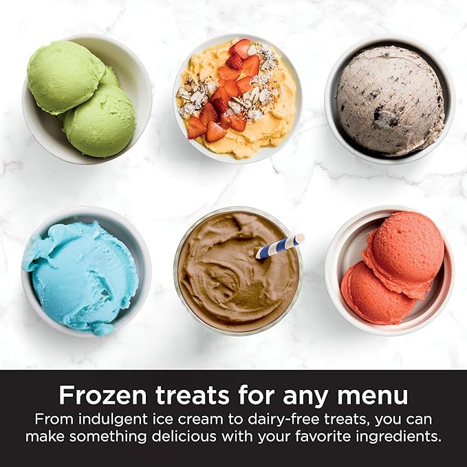 Ninja CREAMi Ice Cream Maker for Gelato, Mix-ins, Milkshakes, Sorbet, Smoothie Bowls, 7 One-Touch Programs, with (2) Pint Containers & Lids, Compact Size, Perfect for Kids, Blueberry Mint, NC301MT