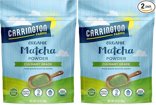 Carrington Farms – Organic Matcha Powder - Finely Milled Green Tea Leaves - Bold And Rich Flavor - Energy Booster - Low Calorie 3.5 Ounce Bag - Package May Vary (Pack of 2)