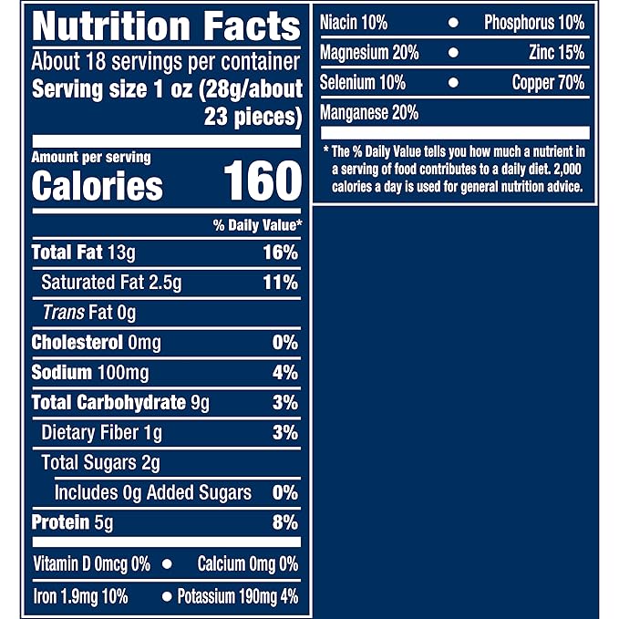 PLANTERS Deluxe Salted Whole Cashews, Party Snacks, Plant-Based Protein, Quick Snack for Adults, After School Snack, Roasted Cashew Flavored with Sea Salt, Bulk Nuts, Kosher, 1 lb 2.25oz Canister