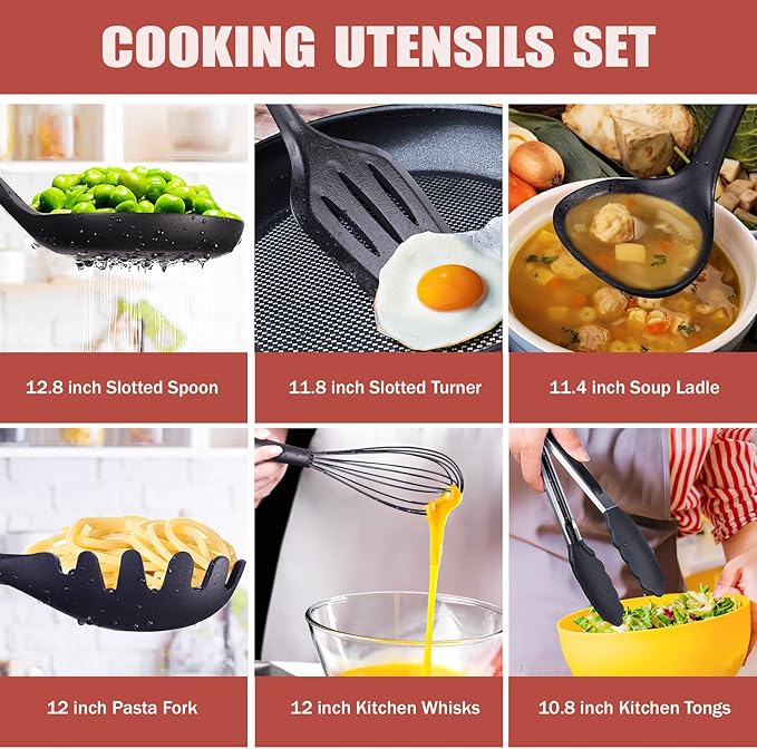 RAXCO Kitchen Utensils Set,18-Piece Cooking Tools and Sharp Knives,Stainless Steel Holder and Cutting Board