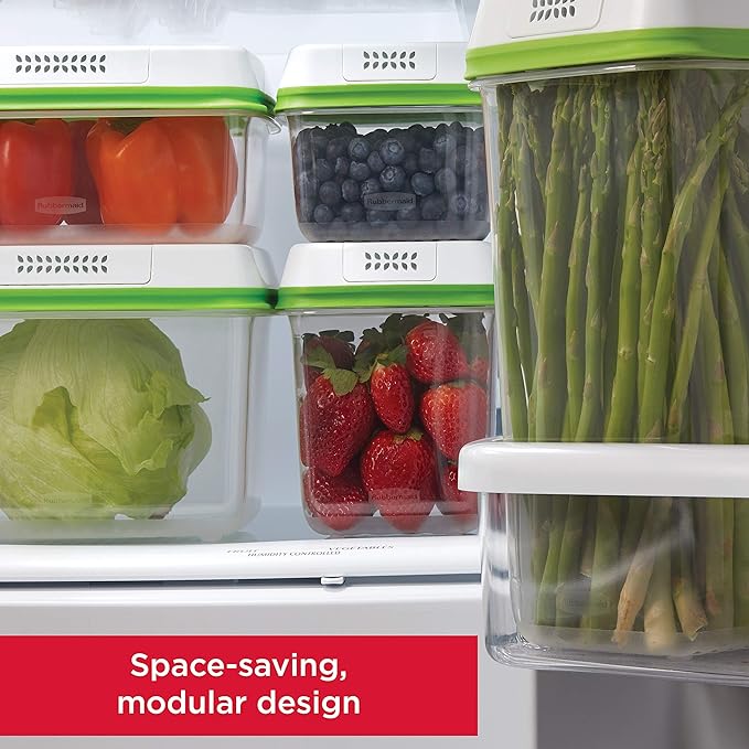 Rubbermaid 4-Piece Produce Saver Containers for Refrigerator with Lids for Food Storage (Pack of 2)