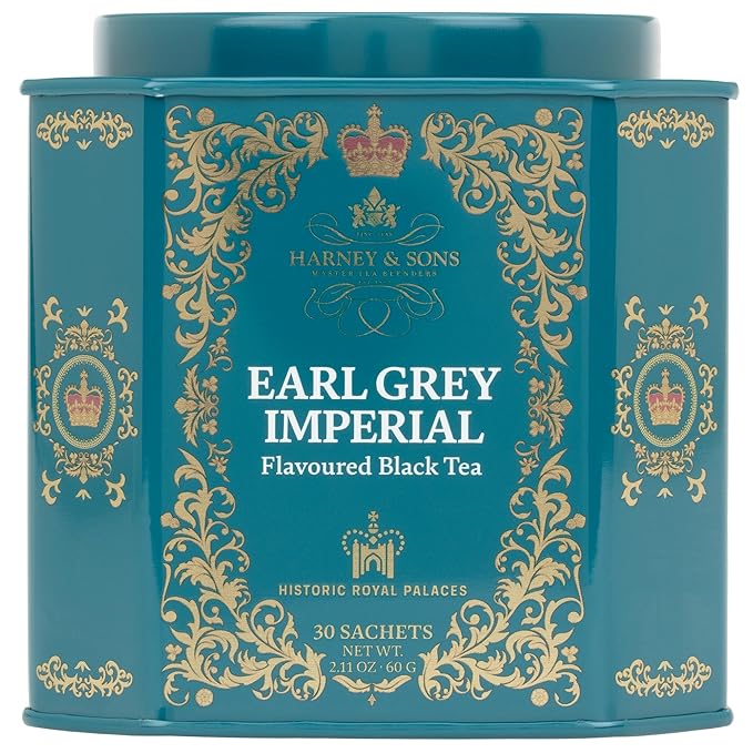 Harney & Sons HRP Earl Grey Imperial Tea Tin | 30 Sachets, Historic Royal Palaces Collection (Tin Design May Vary)