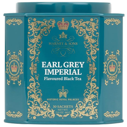 Harney & Sons HRP Earl Grey Imperial Tea Tin | 30 Sachets, Historic Royal Palaces Collection (Tin Design May Vary)