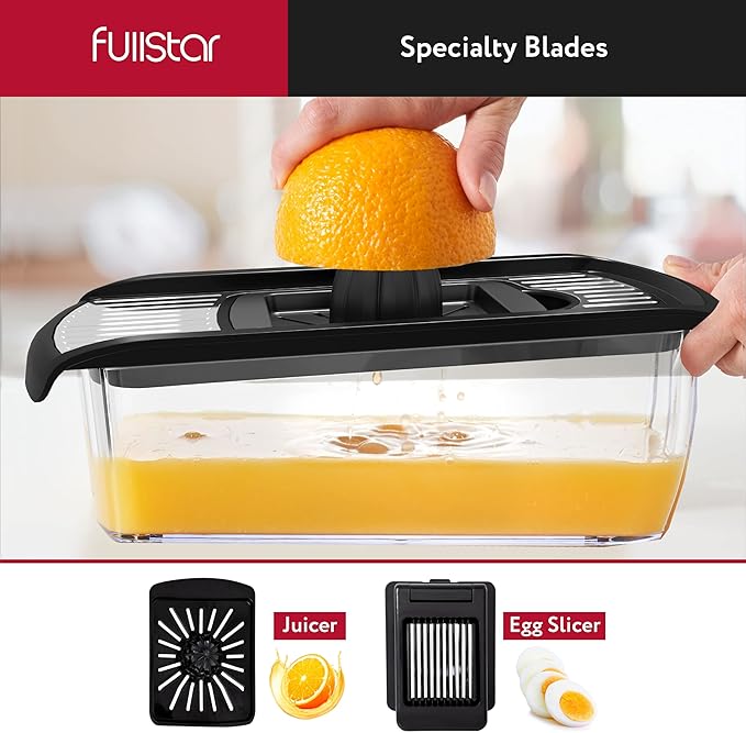 Fullstar Mandoline Slicer for Kitchen, Fruit Cutter, Cheese Grater, Cucumber Slicer, Veggie Spiralizer, Food Cutter & Kitchen Gadgets & Gifts with Safety Glove (11 in 1, Stainless Steel)