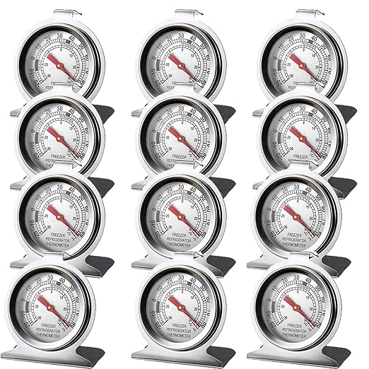 Stainless Steel Refrigerator Freezer Thermometer Large Dial Thermometer (12 Pack)