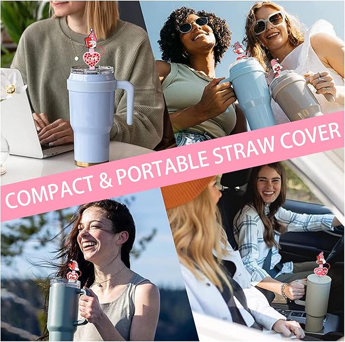 Straw Cover Cap for Stanley Cup,Straw Topper Compatible for 30 and 40 Oz Tumbler with Handle,10 mm 0.13 in Reusable Straw Tips Lids,Straw Tip Covers for Christmas Gifts
