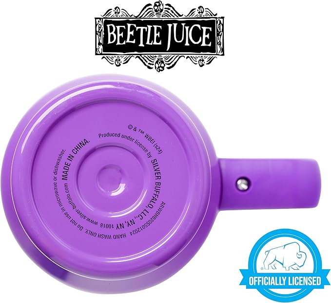 Silver Buffalo Tim Burton Beetlejuice Stainless Steel Tumbler with Handle and Straw, Fits in Standard Cup Holder, 40 Ounces