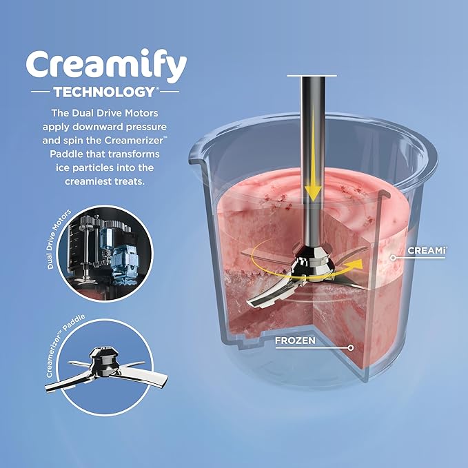 Ninja CREAMi Ice Cream Maker for Gelato, Mix-ins, Milkshakes, Sorbet, Smoothie Bowls, 7 One-Touch Programs, with (2) Pint Containers & Lids, Compact Size, Perfect for Kids, Blueberry Mint, NC301MT