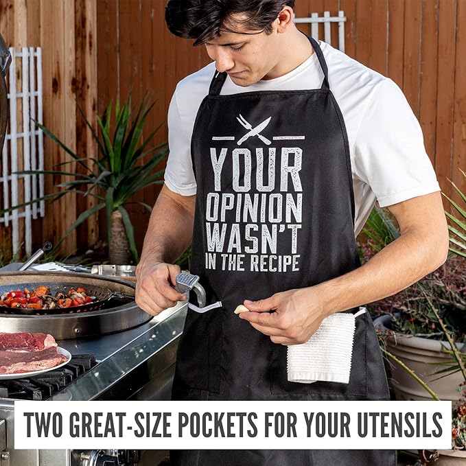 Funny Apron for Women and Men - Adjustable Chef Apron for Grilling, Cooking, BBQ