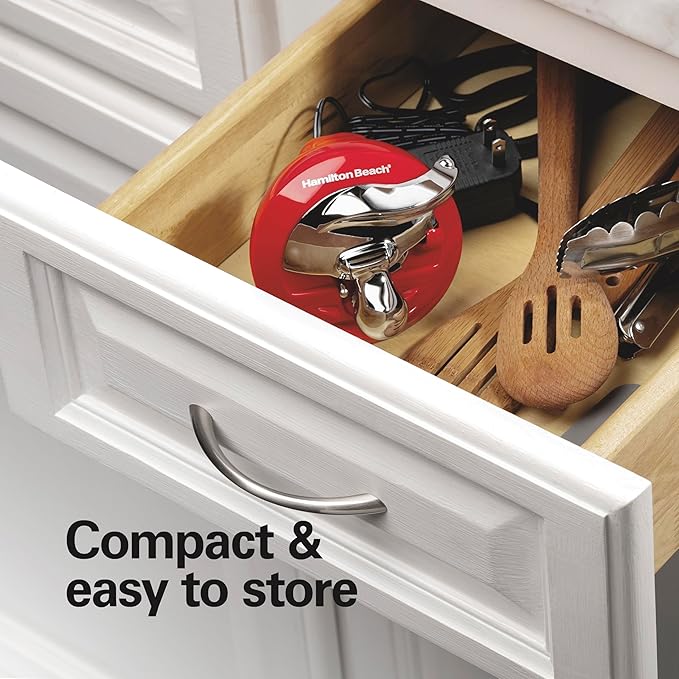 Hamilton Beach Electric Can Opener | Cordless | Rechargeable | Hands-Free Operation | Removable Blade | Red | Pack of 2