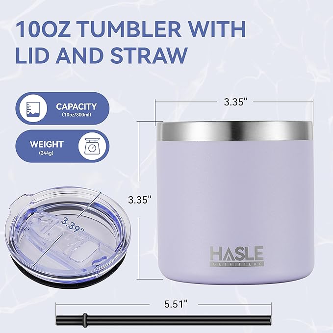 HASLE OUTFITTERS 10oz Insulated Tumblers with Lid and Straw,Stainless Steel Tumbler Travel Coffee Mug,Double Wall Reusable Tumbler Cup for Iced and Hot Drinks(Purple,6 Pack)