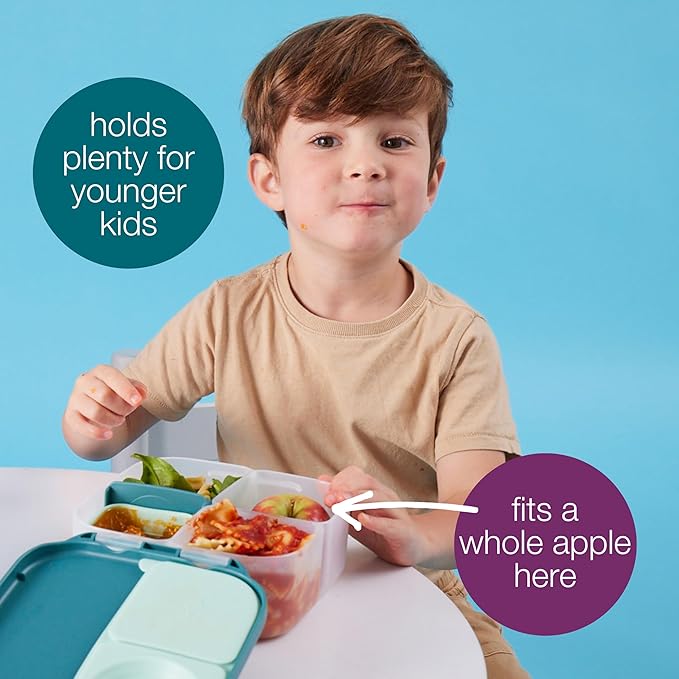 b.box Mini Lunch Box, Bento Box for Kids, Snack Container with 2 Leak Proof Compartments, Reusable Snack Containers with Lids, Kids Lunch Boxes Ages 3+, BPA Free, 4 1/4 Cup Capacity (Blush Crush)