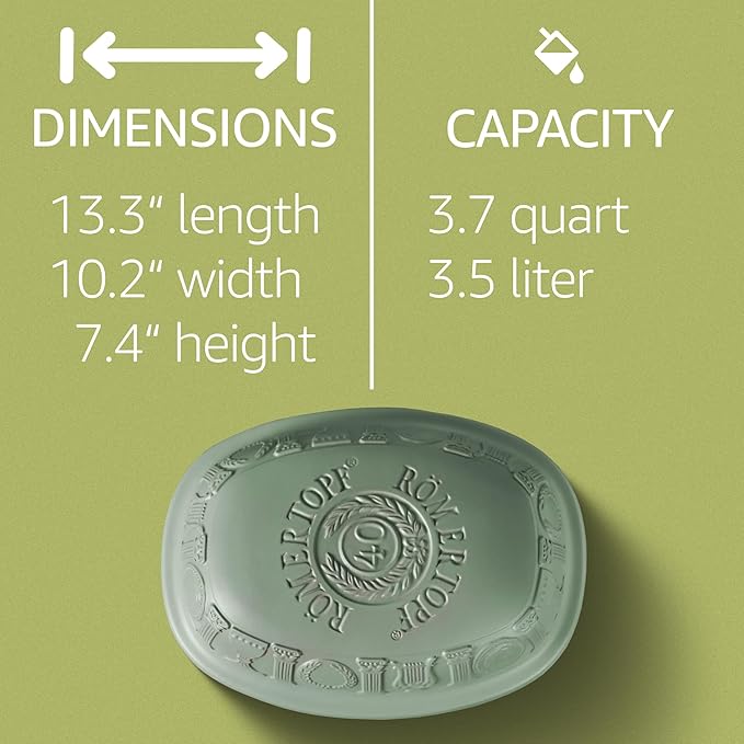 Romertopf Clay Roaster | 40 Years Anniversary Edition | Non-Stick Dutch Oven | Healthy Pot Cooking | Clay Baker | Versatile Cooking Vessel - 3.7 Quarts (3.5 Liters) for up to 6 people - Green