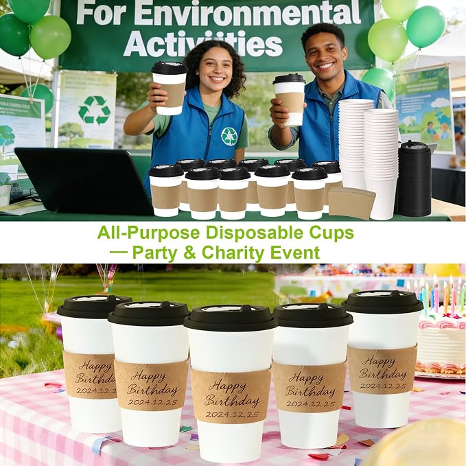 100 Pack 16 oz Disposable Coffee Cups - Image 8