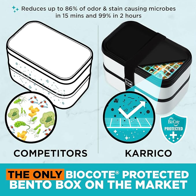 Double Premium Bento Box Adult, 67 fl oz BPA-Free - Cream Stackable Lunch Box with Leak-Proof Lids & Dividers, Perfect for Meal Prep, Lunches & Portion Control