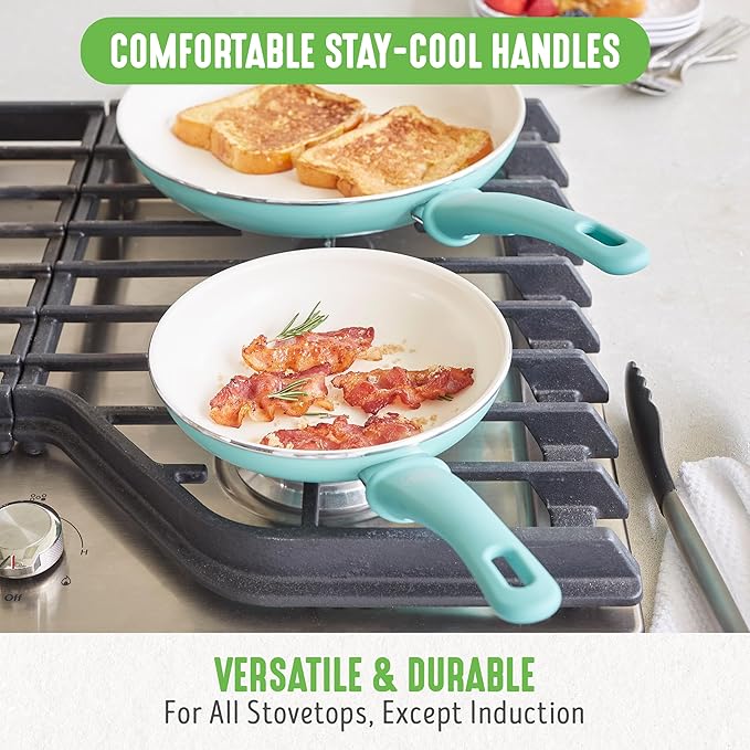 GreenLife Soft Grip 23 Piece Kitchen Cookware Pots and Frying Saucepans Set, Healthy Ceramic Nonstick PFAS and PFOA-Free, Dishwasher and Oven Safe, Even Heating, Easy Clean, Warp Control, Turquoise
