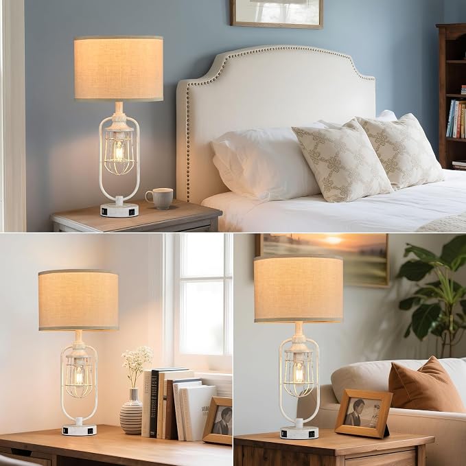 Farmhouse Table Lamps for Living Room Set of 2, Lamps for Night Stands Set of 2 - Image 4
