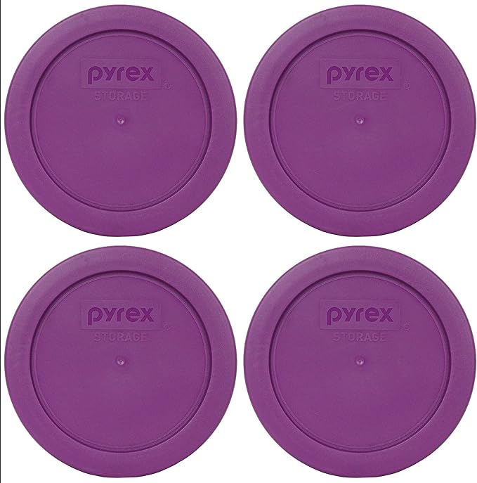 Pyrex 7200-PC 2-Cup Thistle Purple Food Storage Replacement Lid (4-Pack) - Made in USA
