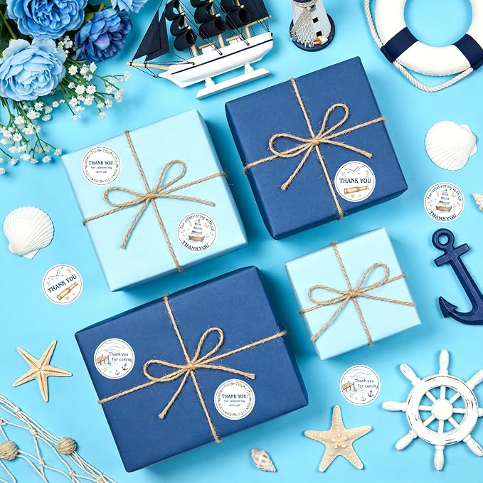 Serencatcher Nautical Baby Shower Thank You Stickers, Gender Reveal, Little - Image 3