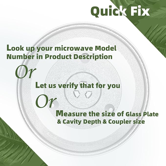 12.4 inch microwave glass turntable for 12570000008334 Panasonic microwave glass plate Compatible with FFMV1645 series Frigidaire Microwave and 12 3/8 JES1145 series GE microwave plate WB48X30612