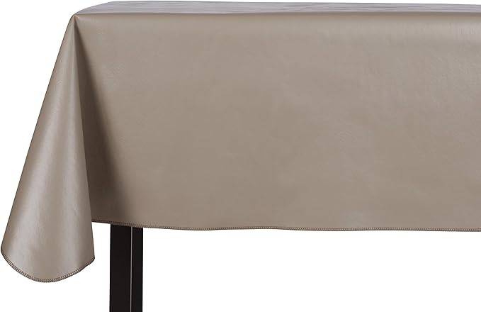 Yourtablecloth Heavy Duty Vinyl Rectangle or Square Tablecloth – 6 Gauge Heavy Duty Tablecloth – Flannel Backed – Wipeable Tablecloth with Vivid Colors & Many Sizes 52 x 120 Stone