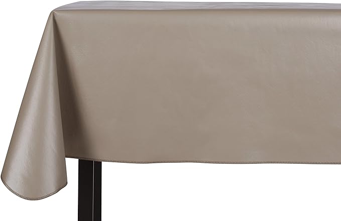 Yourtablecloth Heavy Duty Vinyl Rectangle or Square Tablecloth – 6 Gauge Heavy Duty Tablecloth – Flannel Backed – Wipeable Tablecloth with Vivid Colors & Many Sizes 52 x 108 Stone