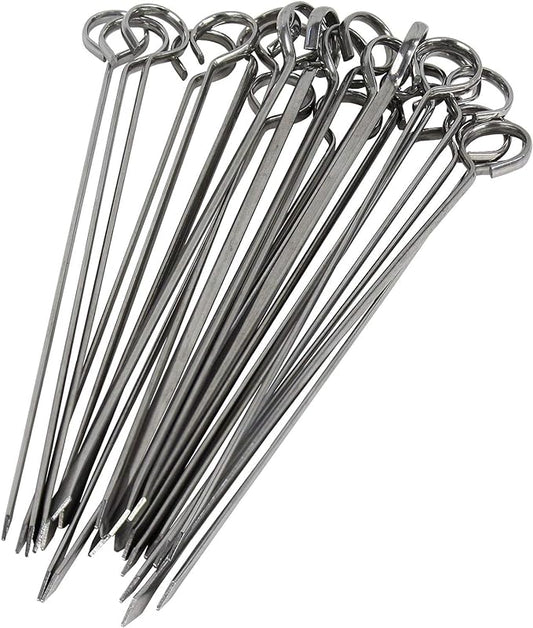 Blue Donuts 24 Pack Kabob Skewers for Grilling 8 Inch - BBQ Grill Grilling Accessories, Stainless Steel, Pack of 24
