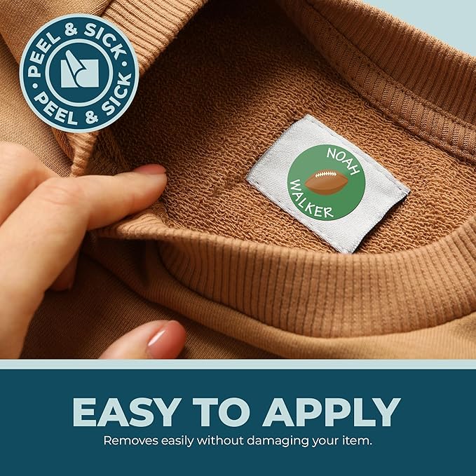 Personalized Daycare Name Labels for Kids (130 Labels) - Custom Waterproof Name Stickers for Clothing Tags, Water Bottles, Lunch Boxes and School Supplies (Solid Color)