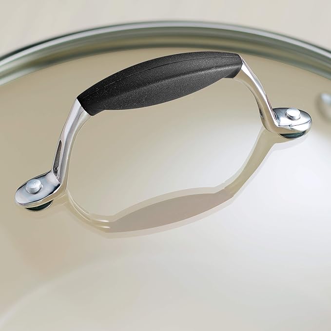 Tramontina Ceramica Deluxe 1.5-Quart Sauce Pan with Glass Lid, Ceramic Non Stick Small Saucepan, Oven-Safe, Metallic Black