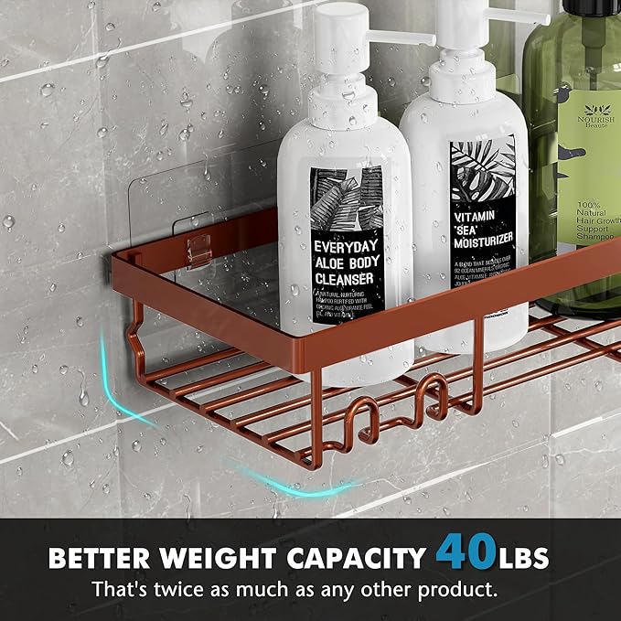 Moforoco Adhesive Shower Caddy Organizer Shelves Rack - 5 Pack Corner Bathroom Storage Organization, Home & Kitchen Decor Inside RV Accessories, Hanging First Apartment Household Camper Essentials