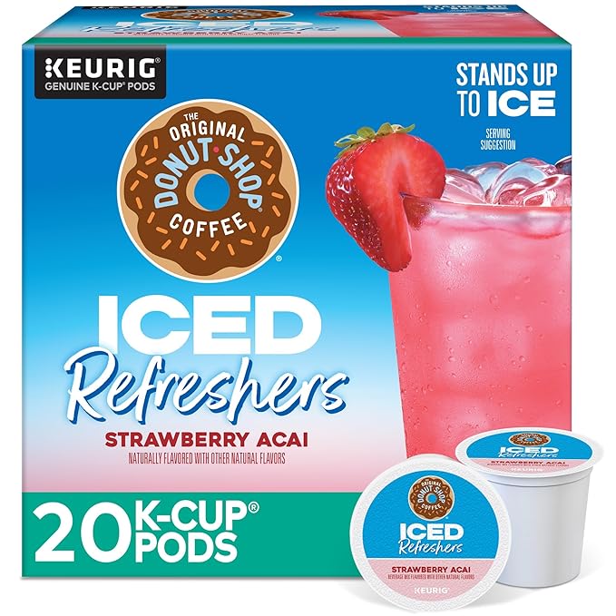 The Original Donut Shop Iced Refreshers, Strawberry Açaí Flavor, Keurig Single Serve K-Cup Pods, 20 Count