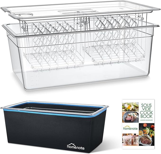 HOMENOTE Large Sous Vide Container 26 Quarts with Lid,Complete Sous Vide Accessories Kit BPA Free,Compatible with Anova and Most Sous Vide Cookers（Comes with 2 Sous Vide Racks and Insulating Sleeve）