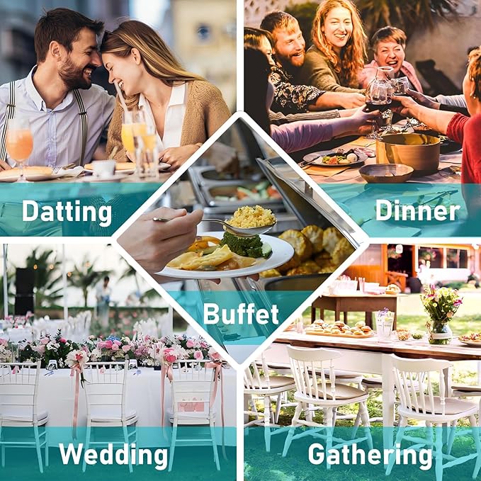 Serving Utensils, 15 Pcs Stainless Steel Large Flatware Serving Tools Kit, Included Spoons, Forks, Tongs, Slotted Spoon, Ladle, Cake Server for Kitchen Catering Banquet Wedding Buffet Party, Gold