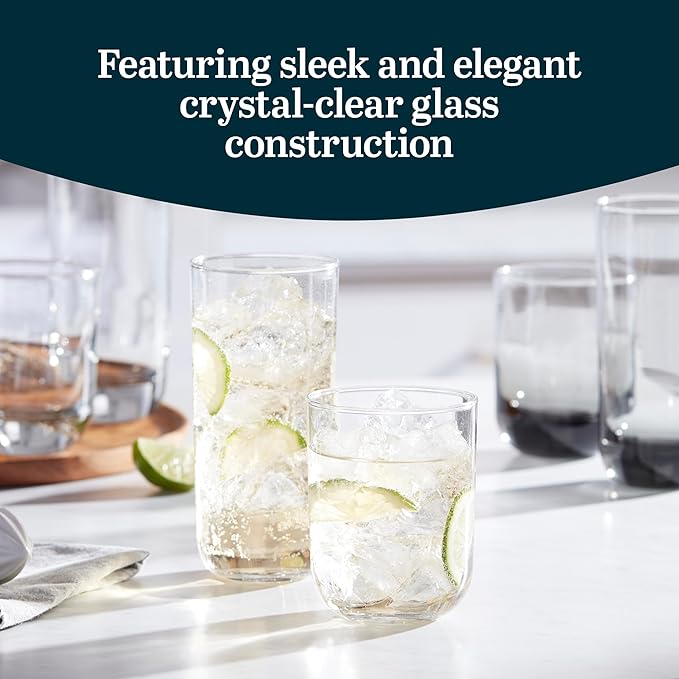 Libbey Polaris Tumbler Glasses, Axis, 17.75-ounce, Set of 8