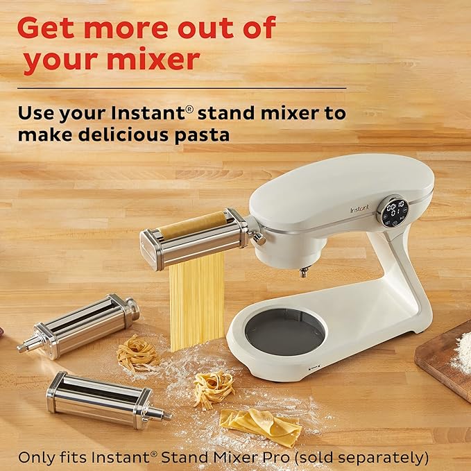 Instant Pot Pasta Maker Attachment for Instant Stand Mixer Pro, Includes Pasta Roller, Fettucine Cutter and Spaghetti Cutter Attachments