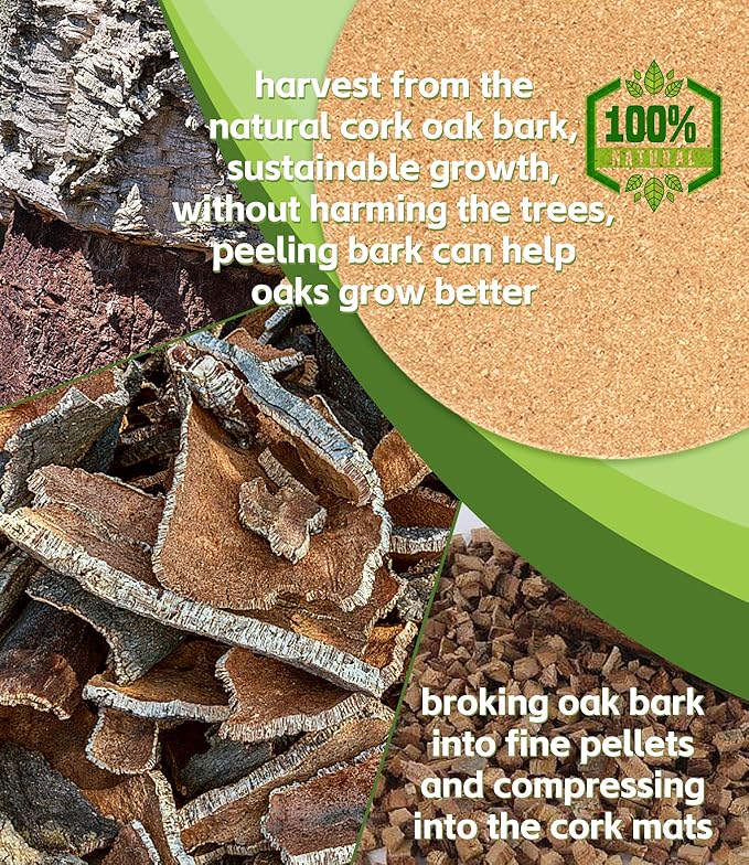 Cork Trivet, High Density Fine Particle Thick Cork Trivets for Hot Dishes, 8 Inch Heat Resistant Cork Coaster, Cork Placemats Cork Hot Pads for Hot Pots and Pans, 4 Pcs