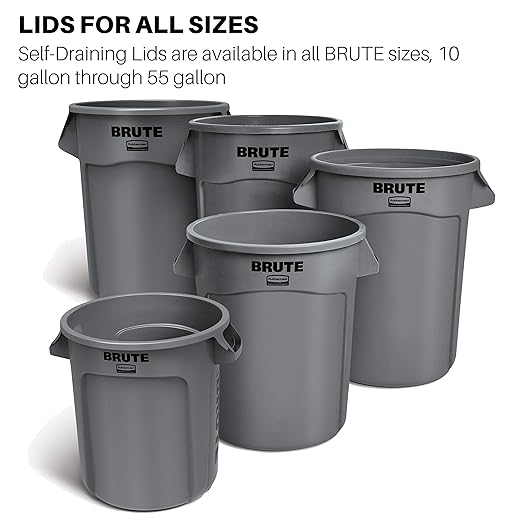 Rubbermaid Commercial Products Heavy-Duty BRUTE Dome Swing Top Door Lid, Plastic, White, Compatible with the 44-Gallon Waste/Utility Containers