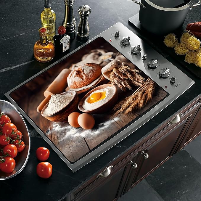 Farmhouse Baking Stove Top Cover 28.3 x 20.5 Inches, Heat Resistant Glass Stove - Image 7