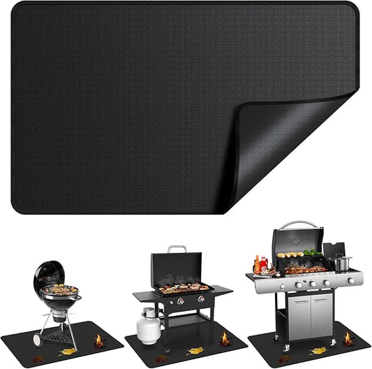 Large 75 x 40 inch Under Grill Mats for Outdoor Grill, Double-Sided Fireproof Deck Patio Protector Mat, Waterproof Oil-Proof BBQ Floor Pad Indoor Fire Pit Fireplace Mat