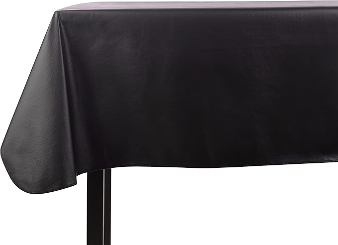 Yourtablecloth Heavy Duty Vinyl Rectangle or Square Tablecloth – 6 Gauge Heavy Duty Tablecloth – Flannel Backed – Wipeable Tablecloth with Vivid Colors & Many Sizes 52 x 90 Black