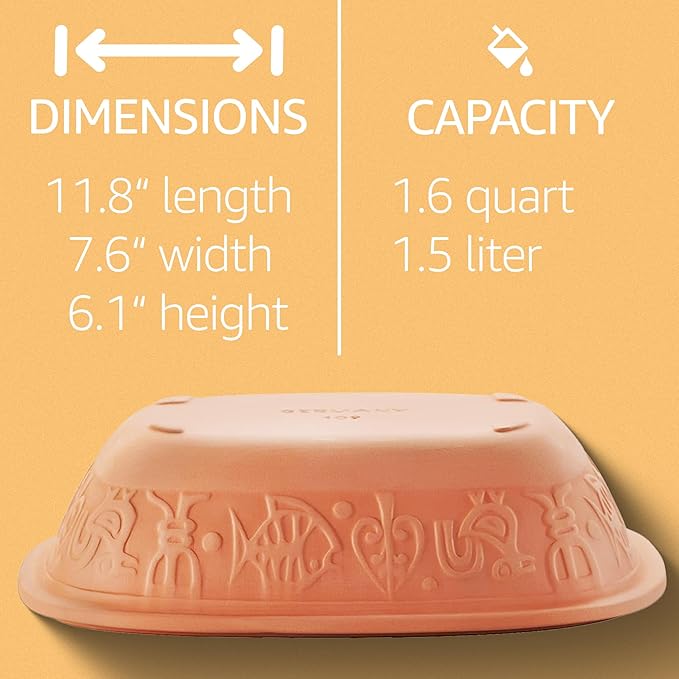 Romertopf Clay Roaster | Non-Stick Dutch Oven | Health Pot Cooking | Clay Baker | Versatile Cooking Vessel - 1.6 Quarts (1.5 Liters) for up to 2 people
