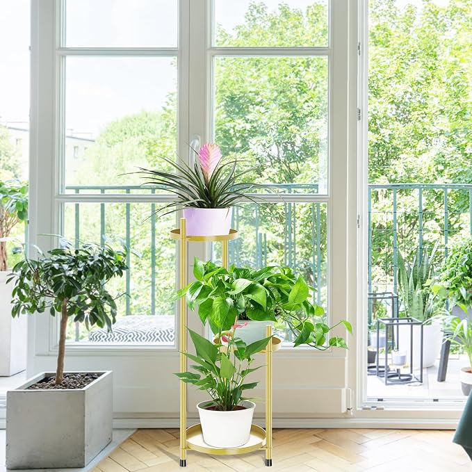3 Tier Plant Stand Indoor Tall, Metal Flower Pot Stands Outdoor Holders Plant - Image 5