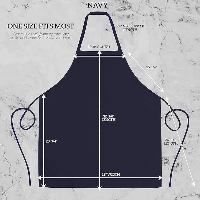 GREEN LIFESTYLE 120 Pack Professional Chef Apron– Grilling Aprons for Men, Waterproof Cooking Apron for BBQ, Work or Restaurant Use, Kitchen Aprons for Women – Navy Blue, No Pockets