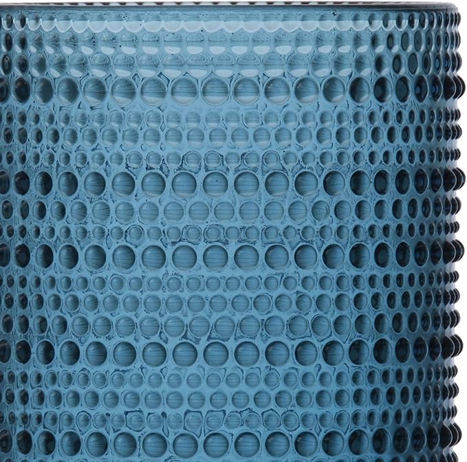 Fortessa Jupiter Beaded Hobnail Glass, 13 Ounce Iced Beverage (Set of 6), Cornflower Blue