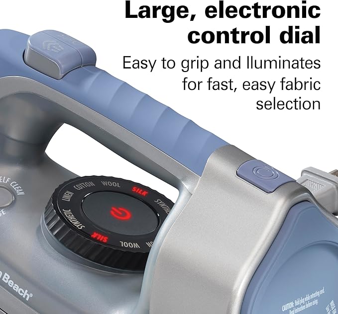 Hamilton Beach Steam Iron & Vertical Steamer for Clothes with Scratch-Resistant Durathon Soleplate, 8' Retractable Cord, 3-Way Auto Shutoff, Anti-Drip, 1800 Watts, Silver and Blue (Pack of 2)