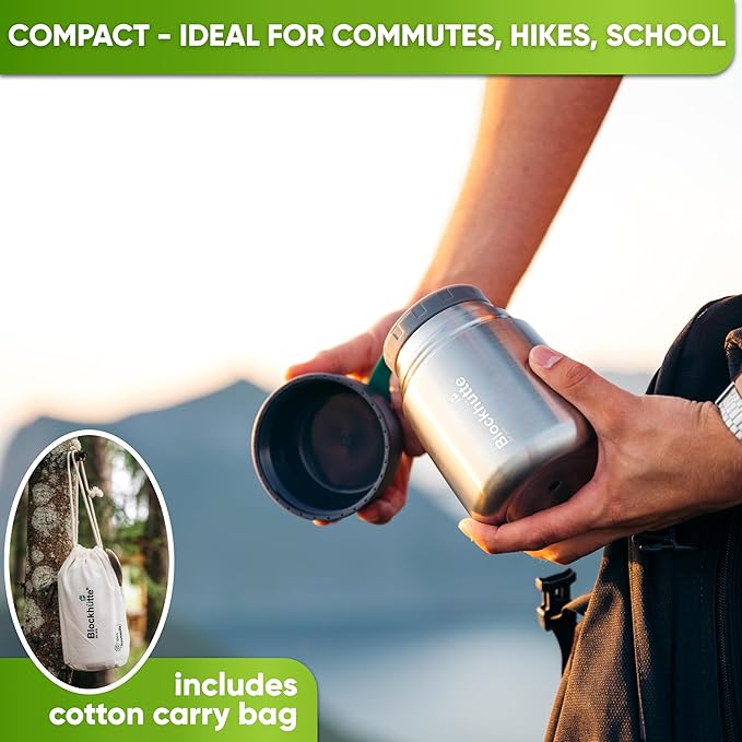 Blockhütte Small Thermos for hot Food Kids - 18 oz | Wide Mouth Food Flask with Spork & Brush | Stainless steel Soup Flask | Insulated Food Jar 14h Hot | Soup Thermos for Adults