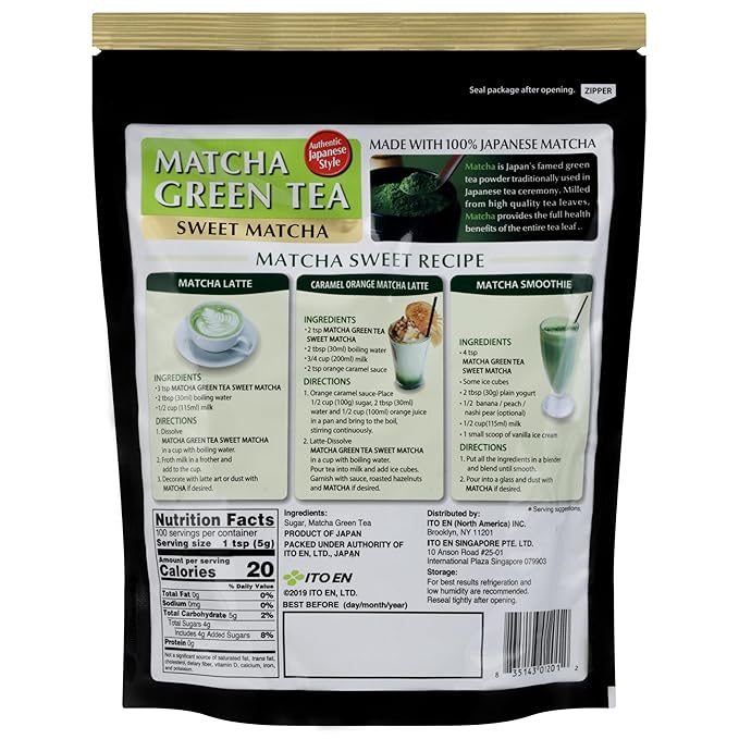 Ito En Matcha Green Tea, Sweet Powder, 17.5 Ounce (Pack of 1), Sweetened Green Tea Powder