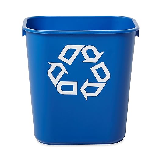 Rubbermaid Commercial Deskside Recycling Container, 3.4-Gallon, Blue, Small, Plastic, for Bedroom/Bathroom/Office, Fits Under Desk/Sink/Cabinet, Pack of 12