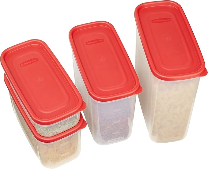 Rubbermaid Modular Canisters, Food Storage Container, BPA-free, 8-piece Set, Red (1776474)
