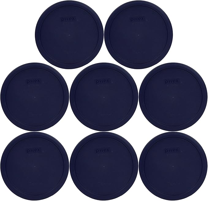 Pyrex 7402-PC 6/7 Cup Blue Food Storage Replacement Lid (8-Pack) - Made in the USA